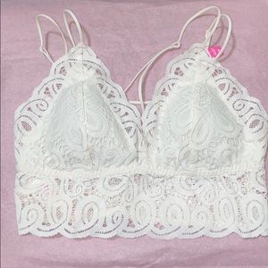 PINK white lace bralette